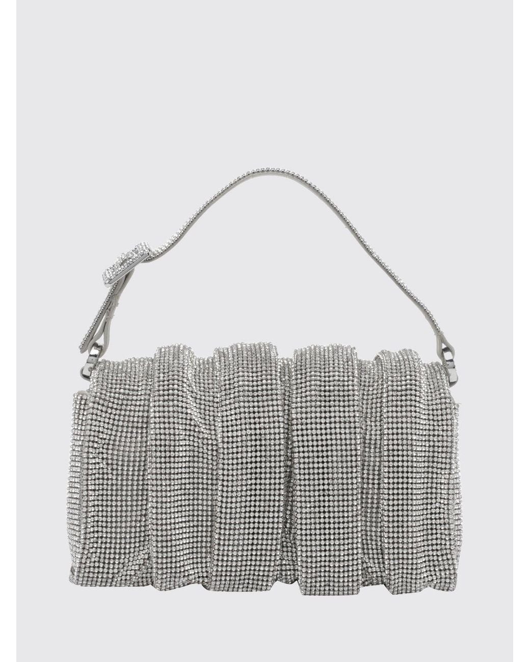 Benedetta Bruzziches Gray Iris Crystal Metal Mesh Mini Bag