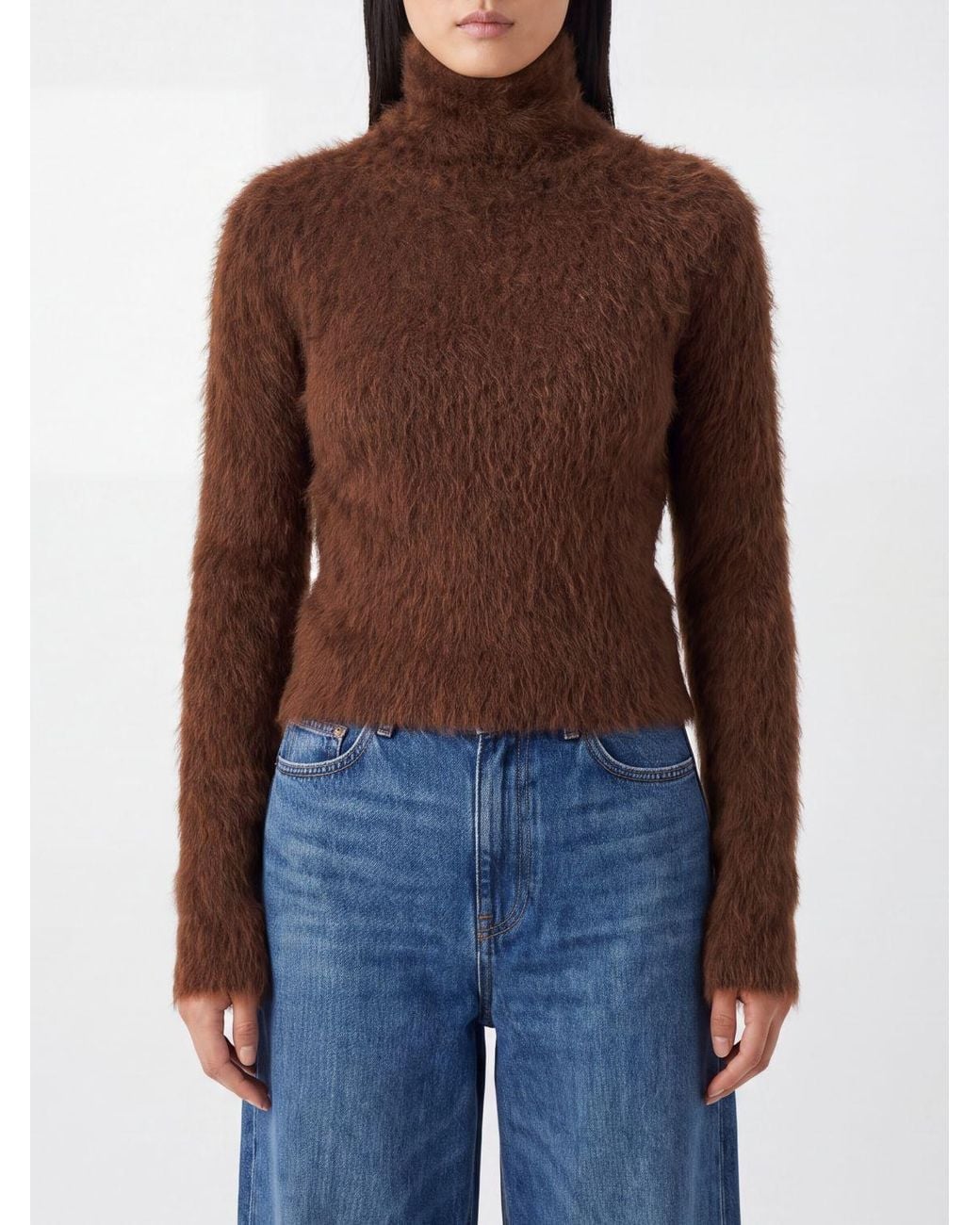 Dondup Brown Slim Fit Alpaca And Mohair Wool Blend Turtleneck Jumper