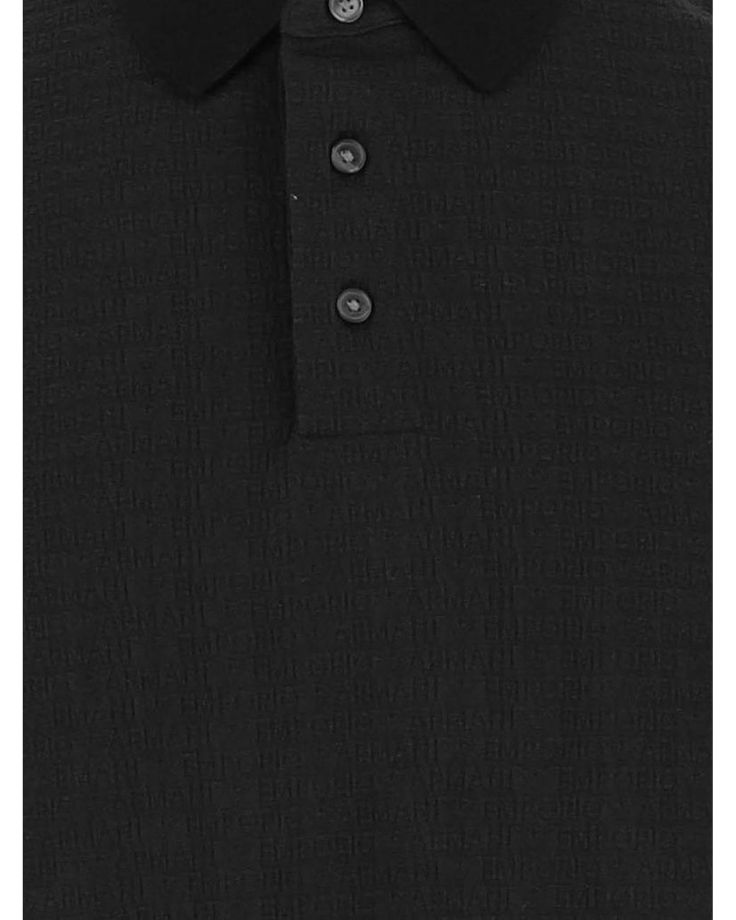 Emporio Armani Black Short-Sleeved Cotton Piqué Polo Shirt for men