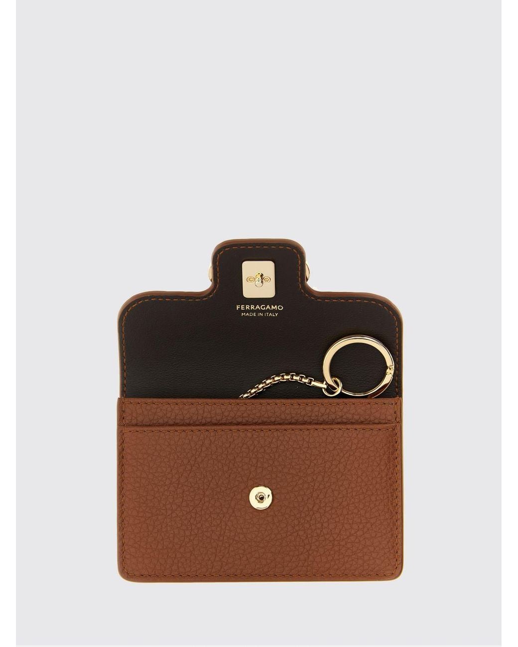 Ferragamo Brown Calfskin Leather Keyring