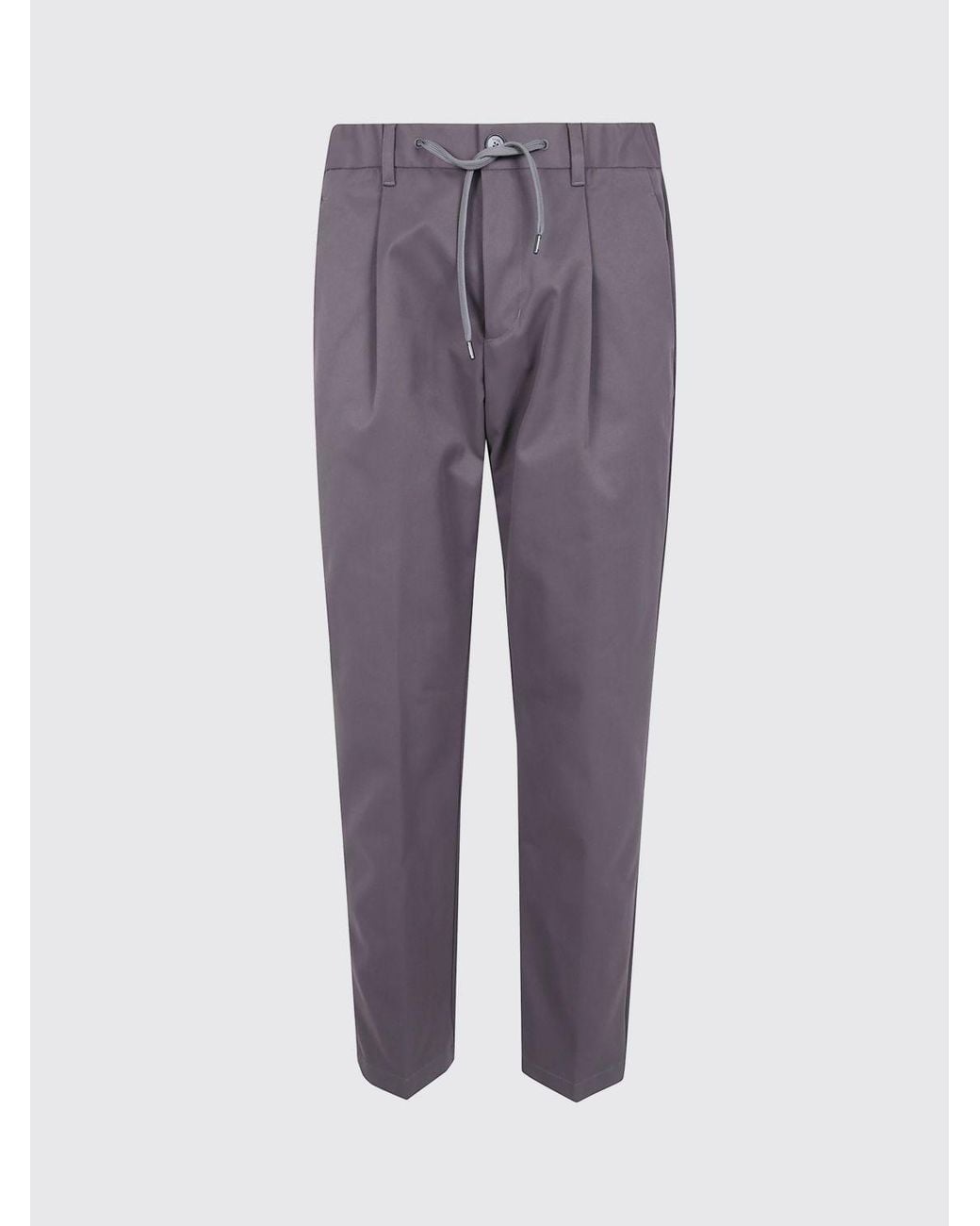 Herno Purple Slim Fit Cotton Trousers With Drawstring Waist And Belt Loops for men