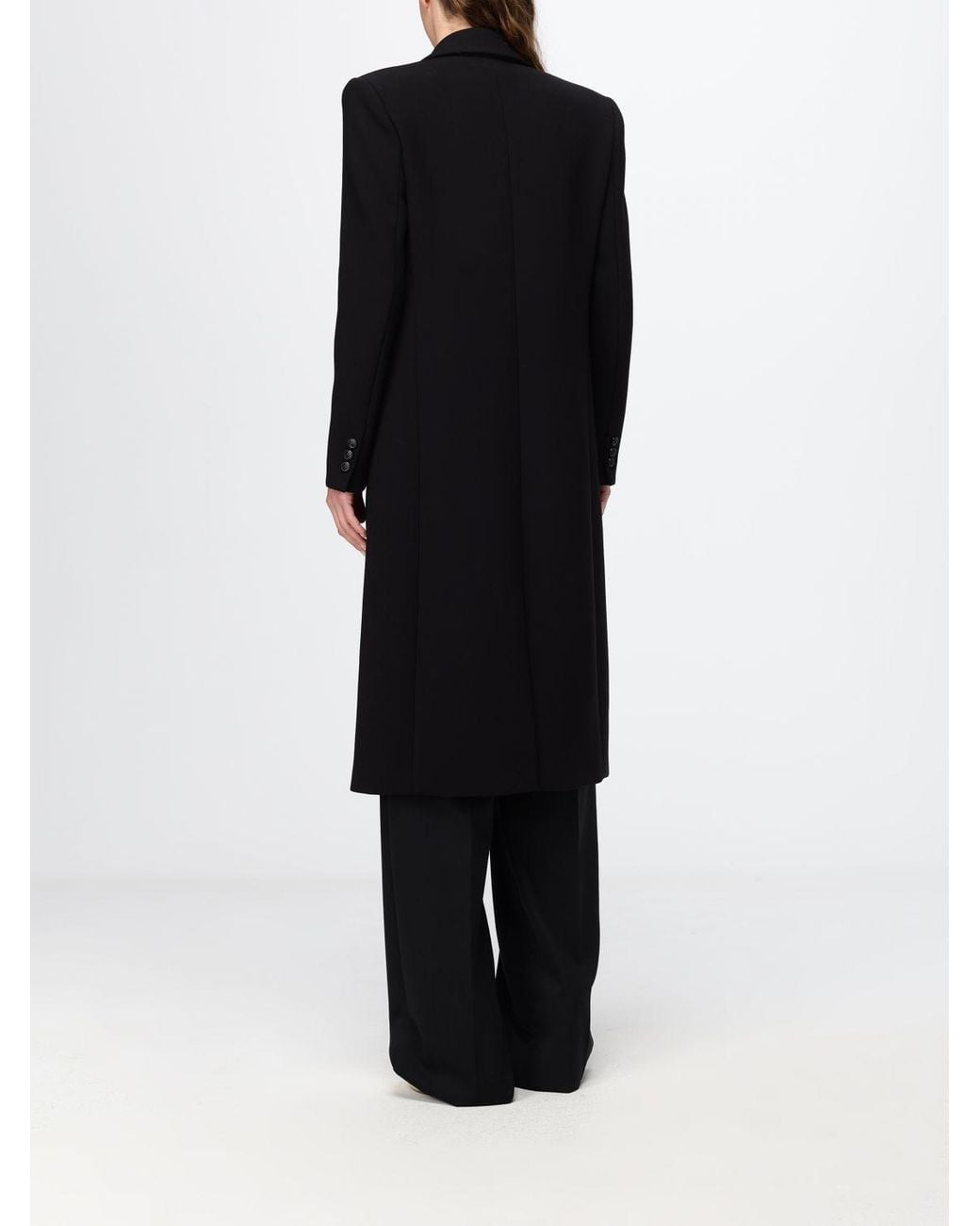 Elisabetta Franchi Black Double-Breasted Long Coat