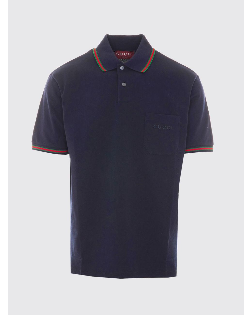 Gucci Blue Web Cotton Polo Shirt for men