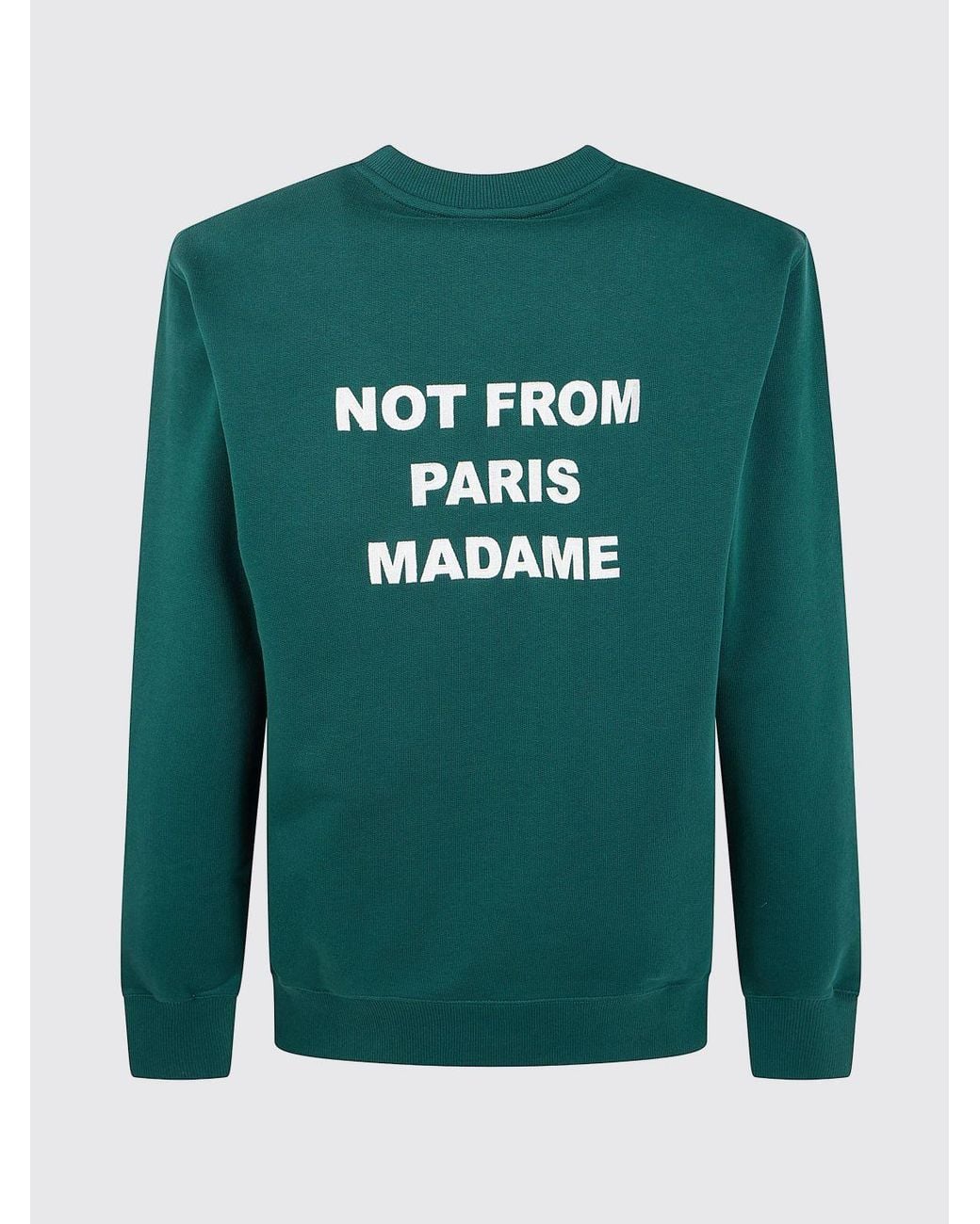 Drole de Monsieur Green Crewneck Cotton Sweatshirt With Slogan Print for men