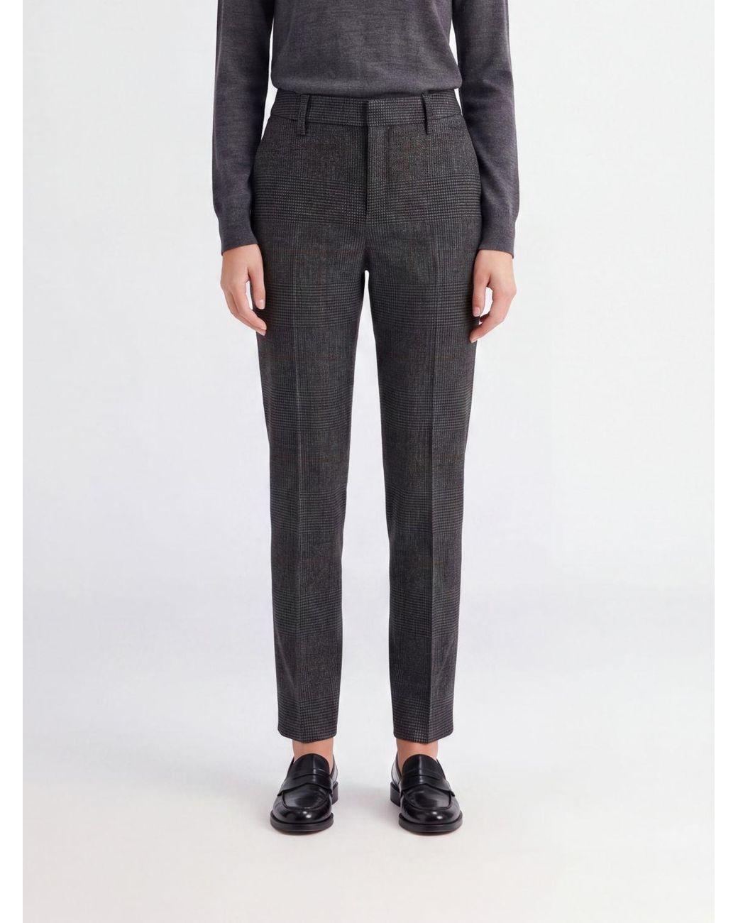 PT Torino Gray Prince Of Wales Check Wool Skinny Trousers With Mid-Rise Waist