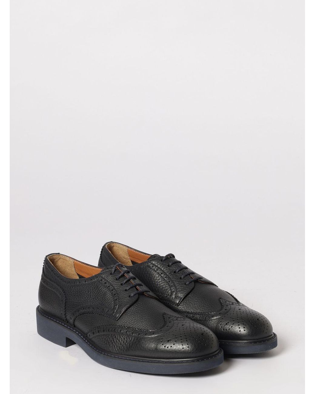 Doucal's White Hammered Leather Brogue Derby for men