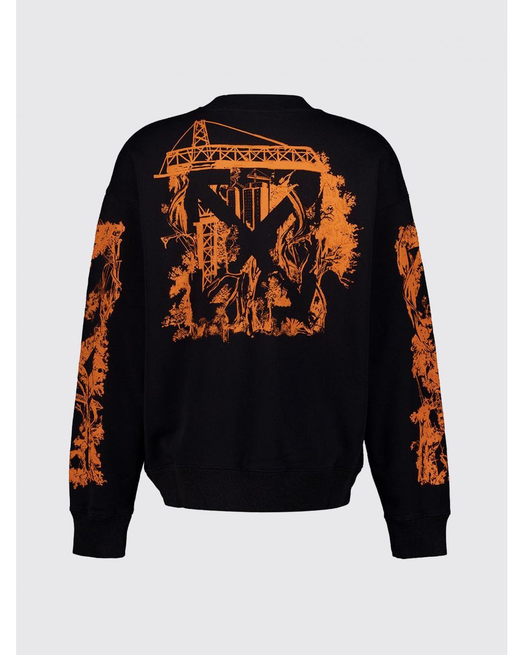 Off-White c/o Virgil Abloh Black Crewneck Cotton Sweatshirt With Rear Arrow Logo And Dropped Shoulders for men
