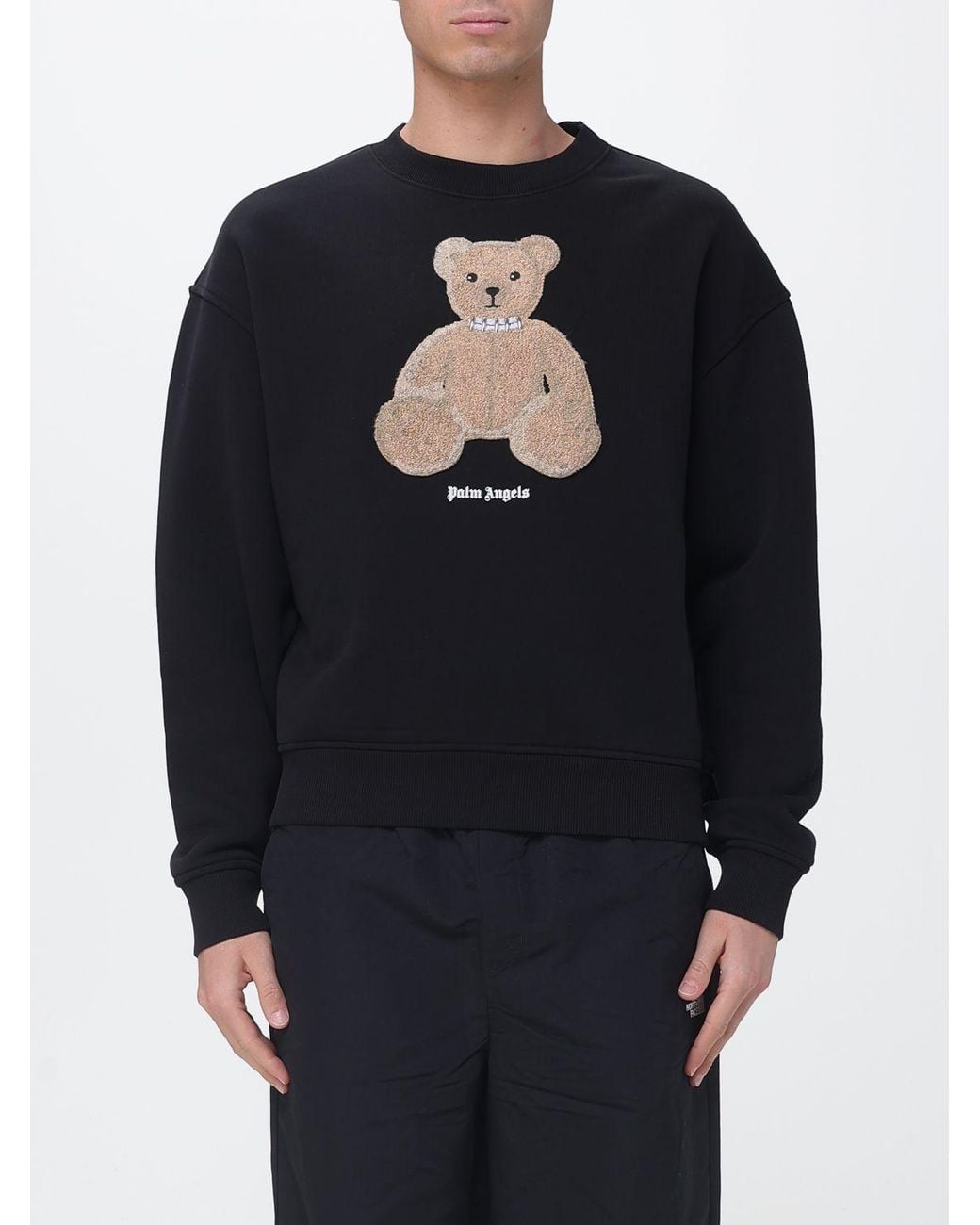 Palm Angels Blue Teddy Bear Cotton Sweatshirt With Embroidery for men