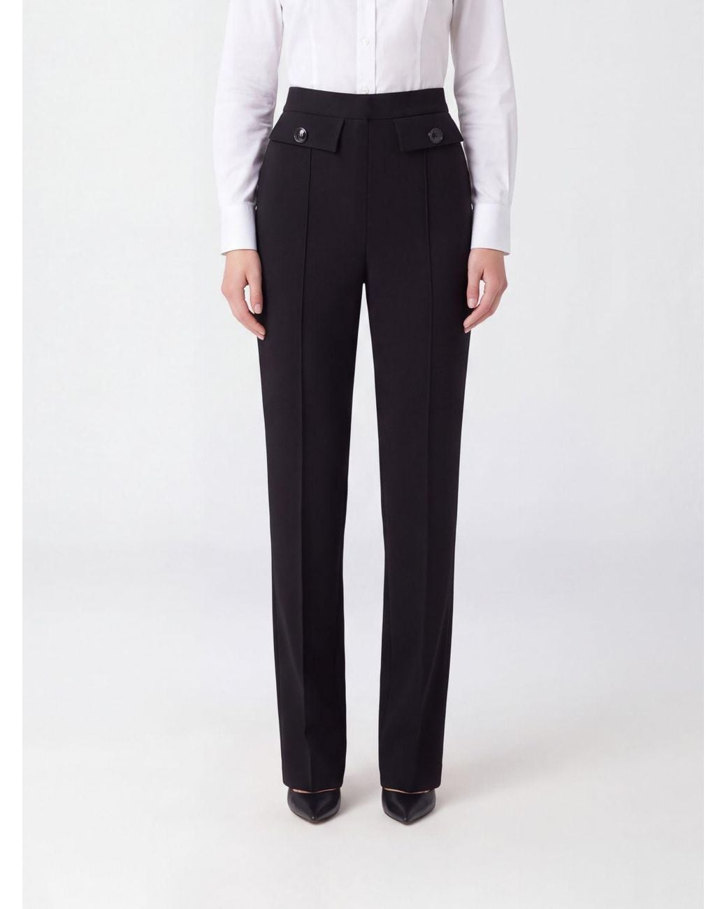 Elisabetta Franchi Blue Slim Fit Virgin Wool Blend Skinny Trousers