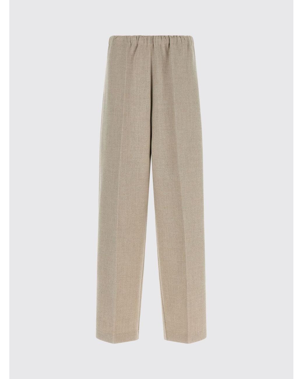 Fabiana Filippi Natural High-Waisted Wool Blend Palazzo Pants With Jewel Detail