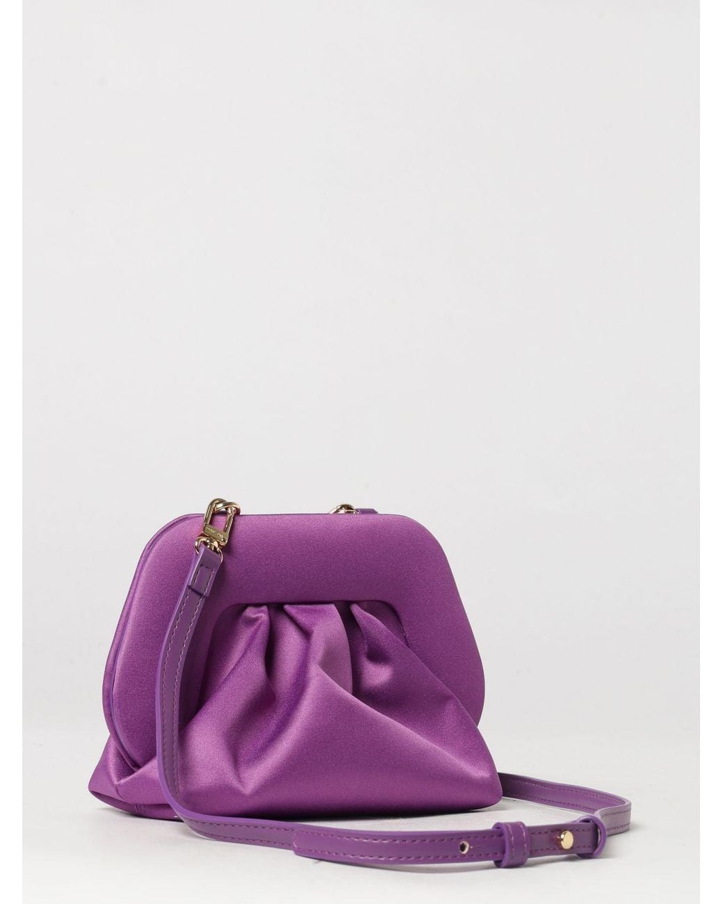 THEMOIRÈ Purple ThemoirÈ Bios Draped Satin Mini Bag With Shoulder Strap