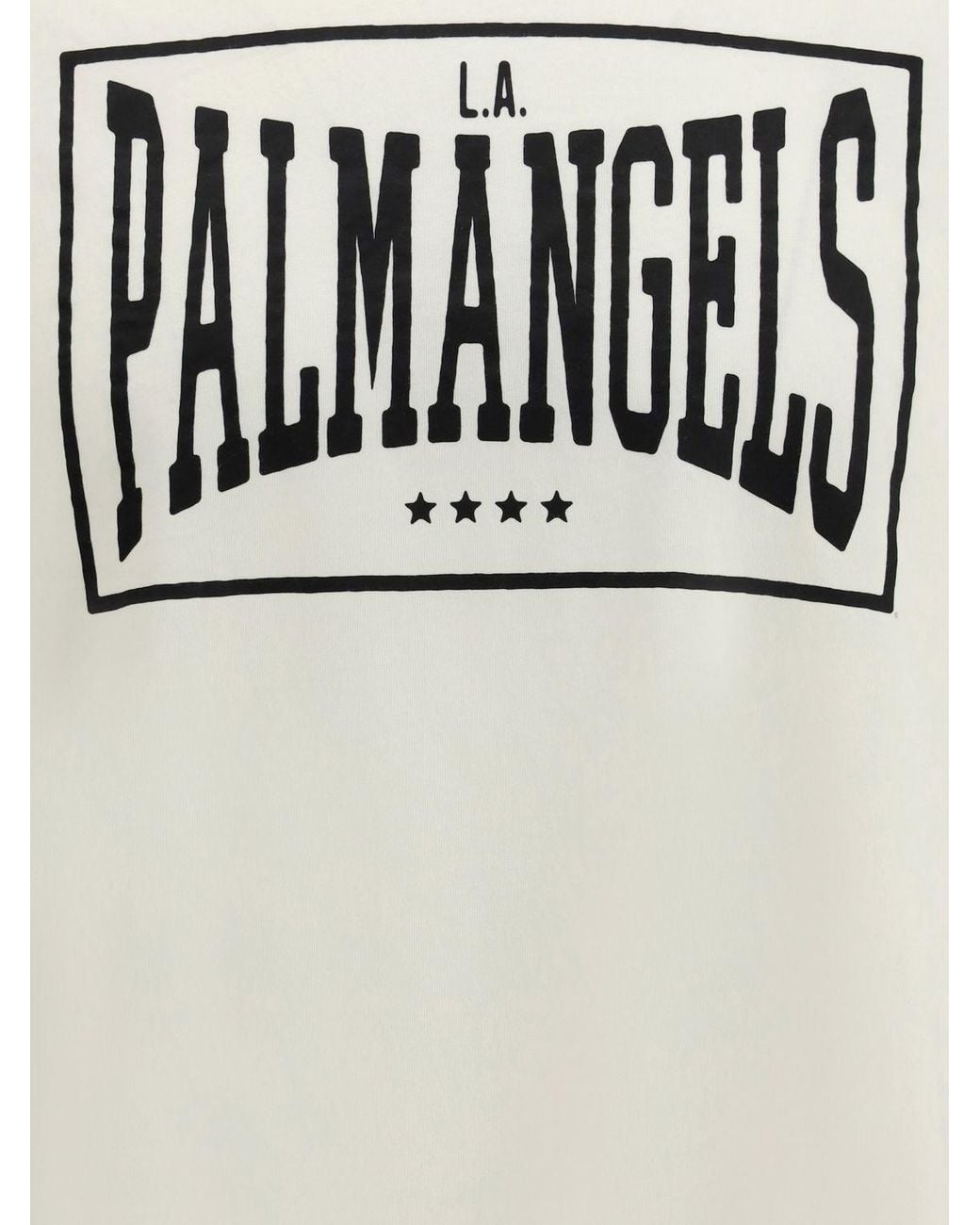 Palm Angels White Contrast Front Logo Print Cotton Crewneck T-Shirt for men