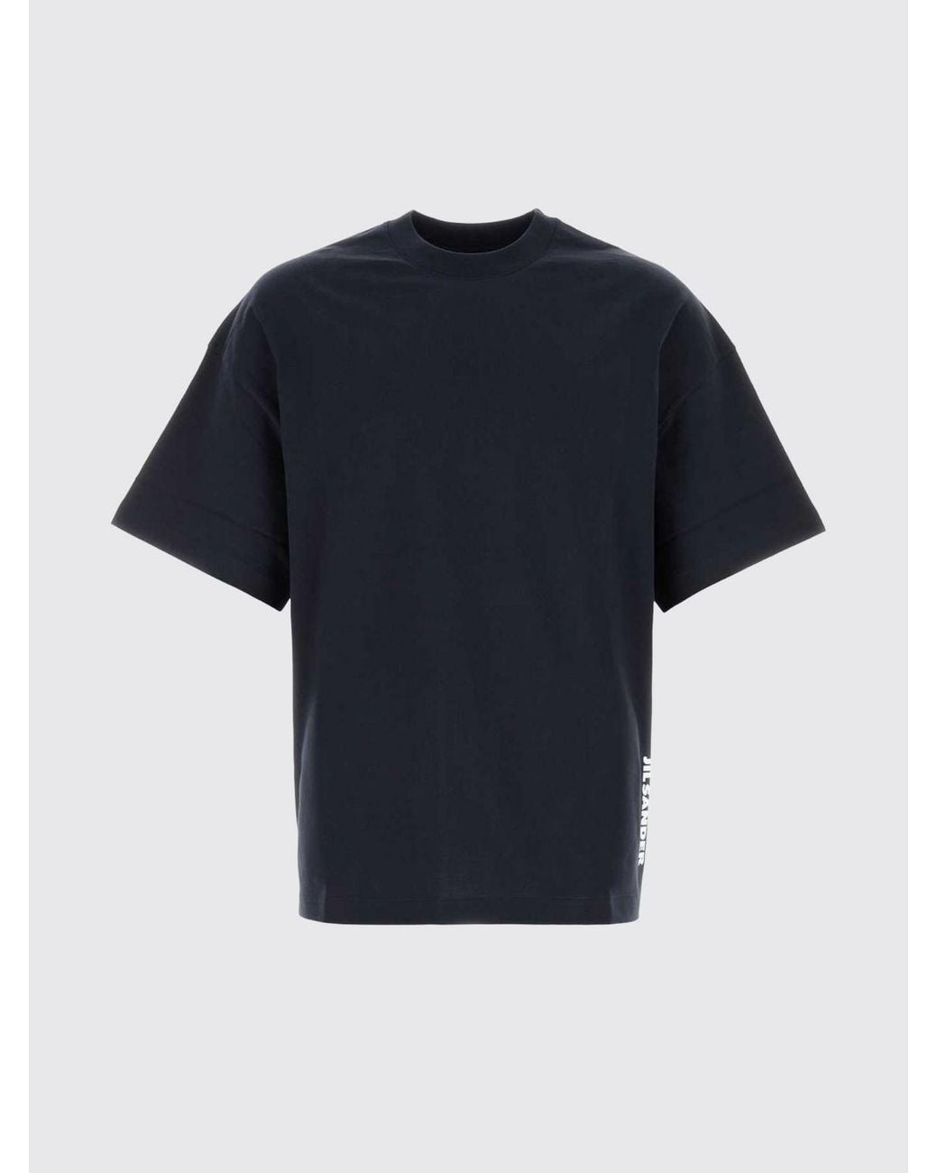 Jil Sander Blue Relaxed Fit Cotton T-Shirt With Contrasting Logo for men