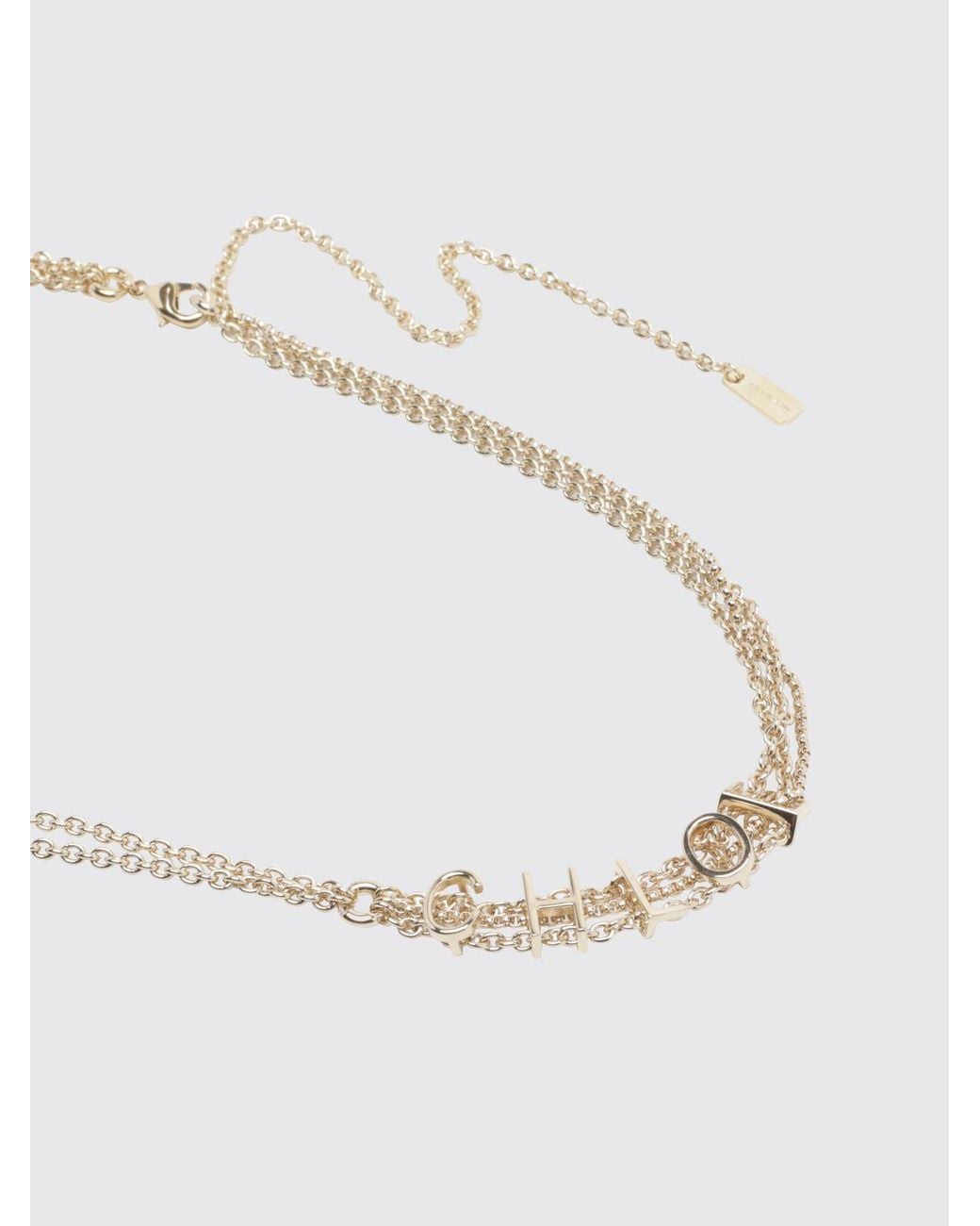 Chloé Natural ChloÉ Adjustable-Tone Brass Chain Belt With Lettering Logo