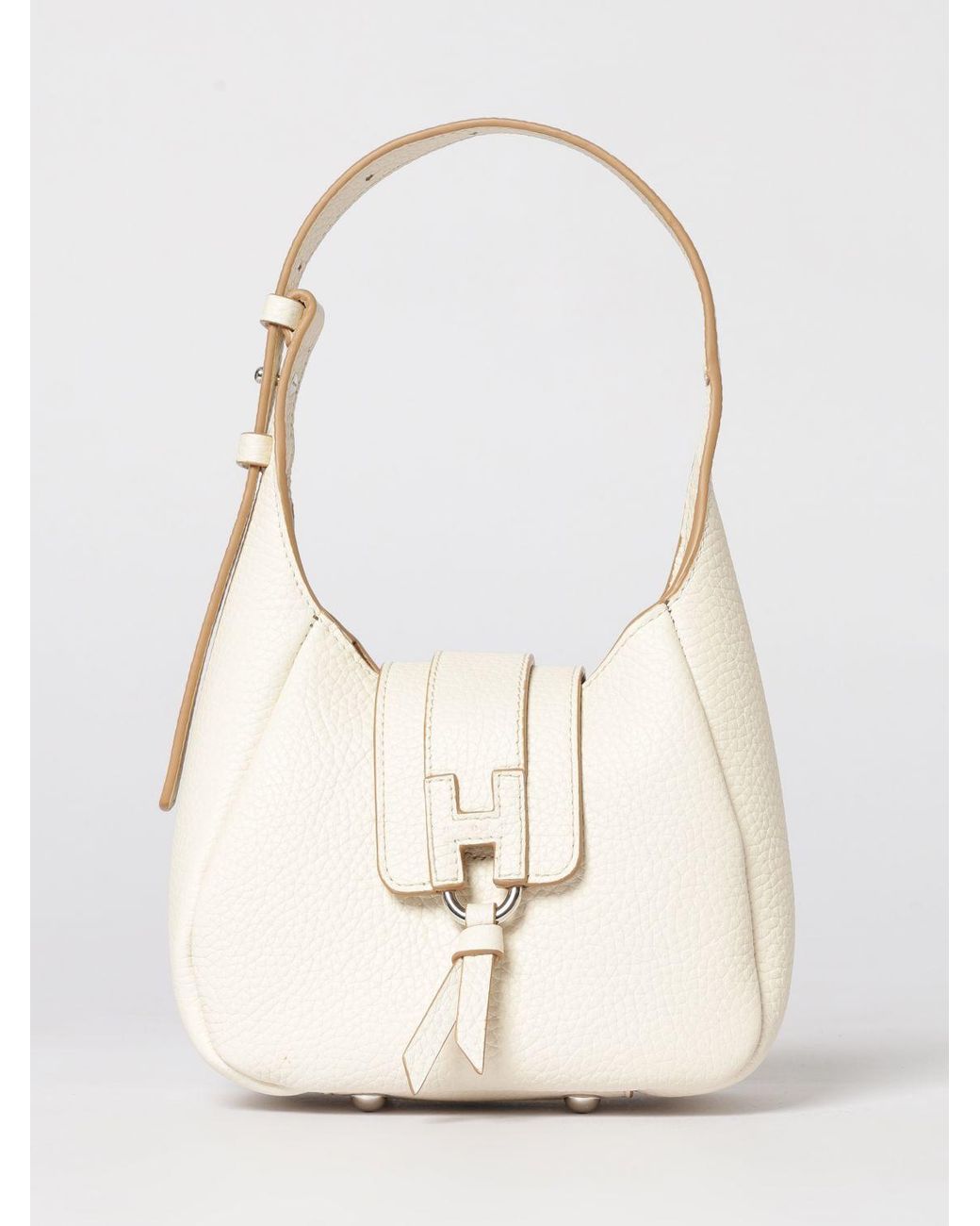 Hogan Natural Grained Calf Leather Shoulder Bag