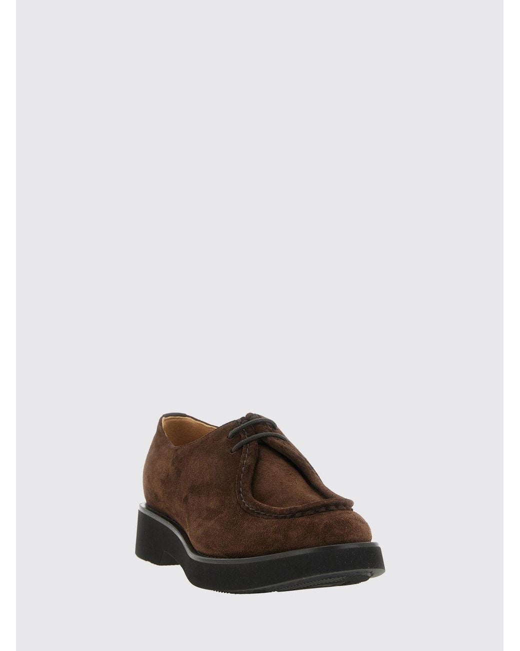 Church's Brown Nelly Suede Derby Shoes With Round Toe And Rubber Sole