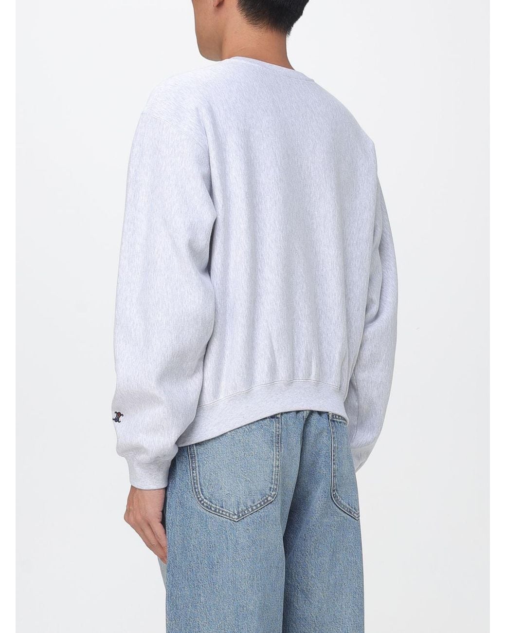 Céline Gray Relaxed Fit Cotton Crewneck Sweatshirt With Contrast Logo for men