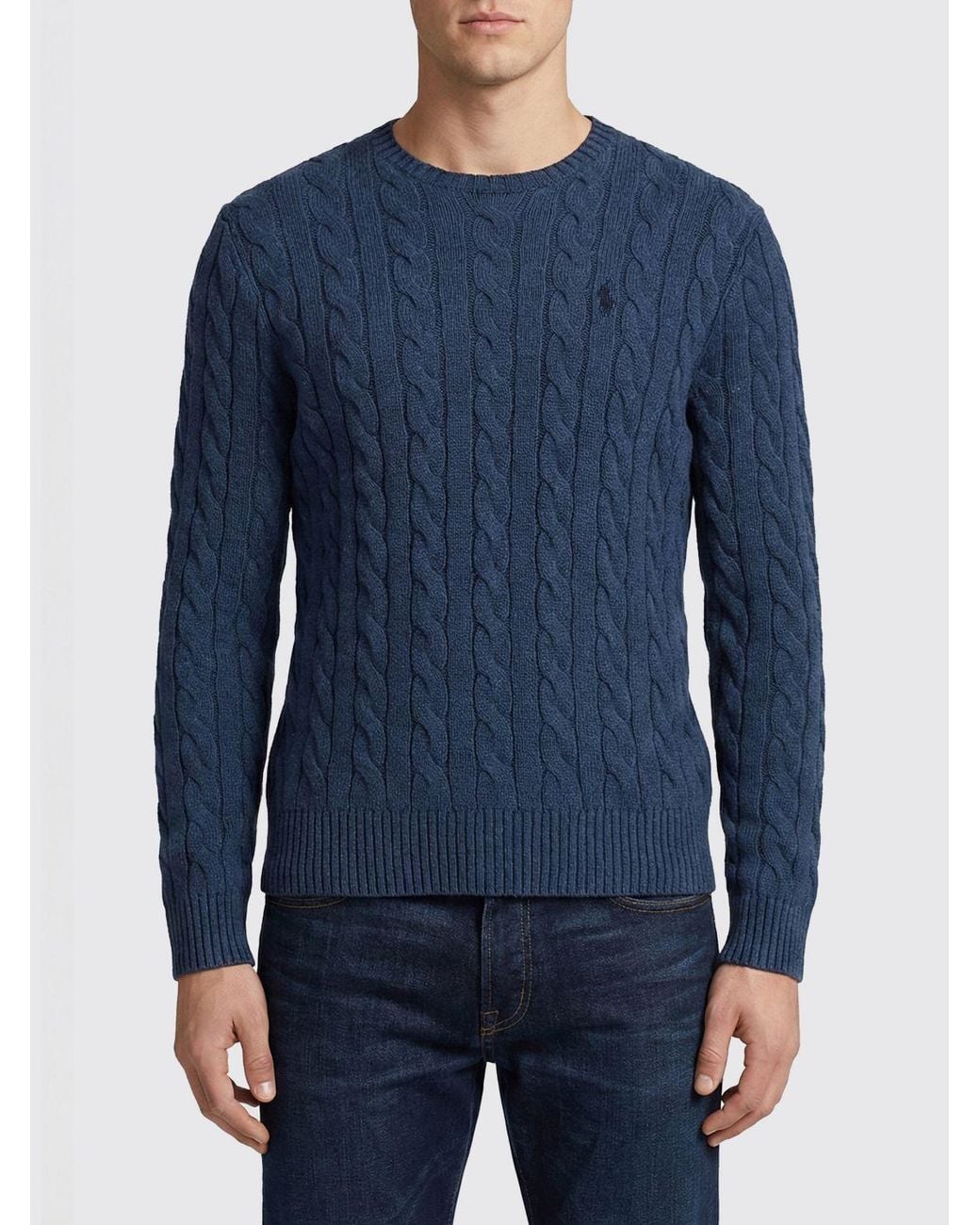 Polo Ralph Lauren Blue Cotton Tricot Crewneck Pullover for men