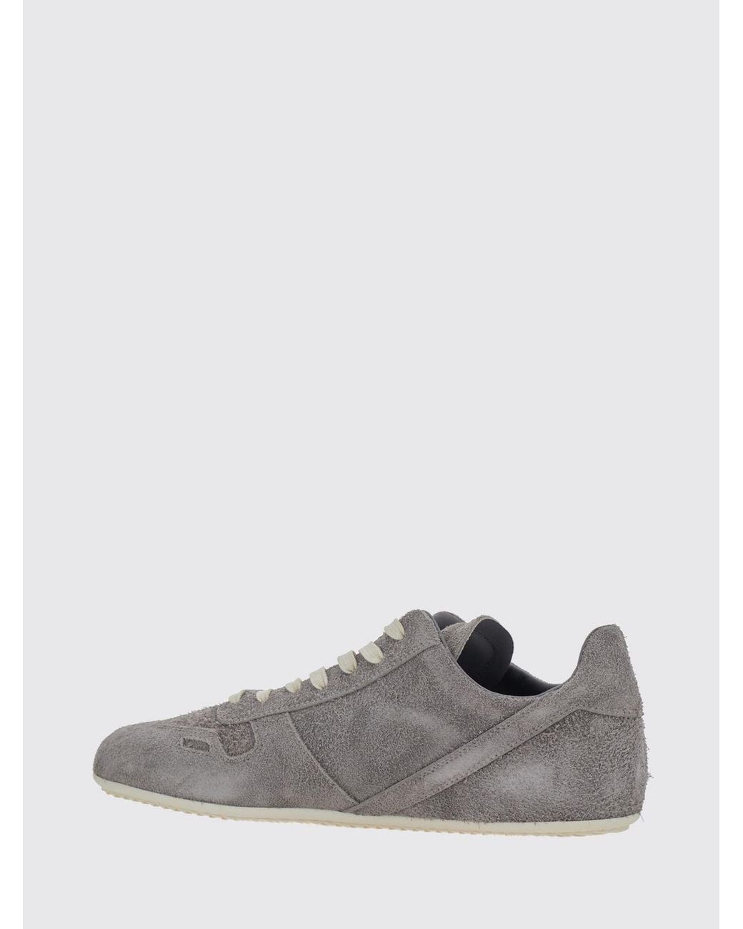 Rick Owens Gray Low-Top Suede Sneakers With Leather Interior for men