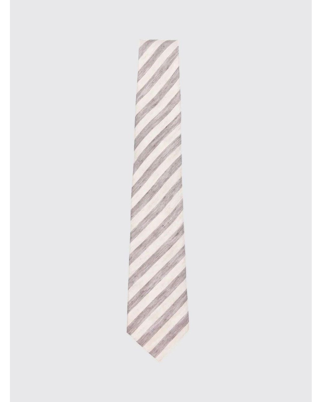 Tagliatore White Regimental Linen And Silk Tie for men