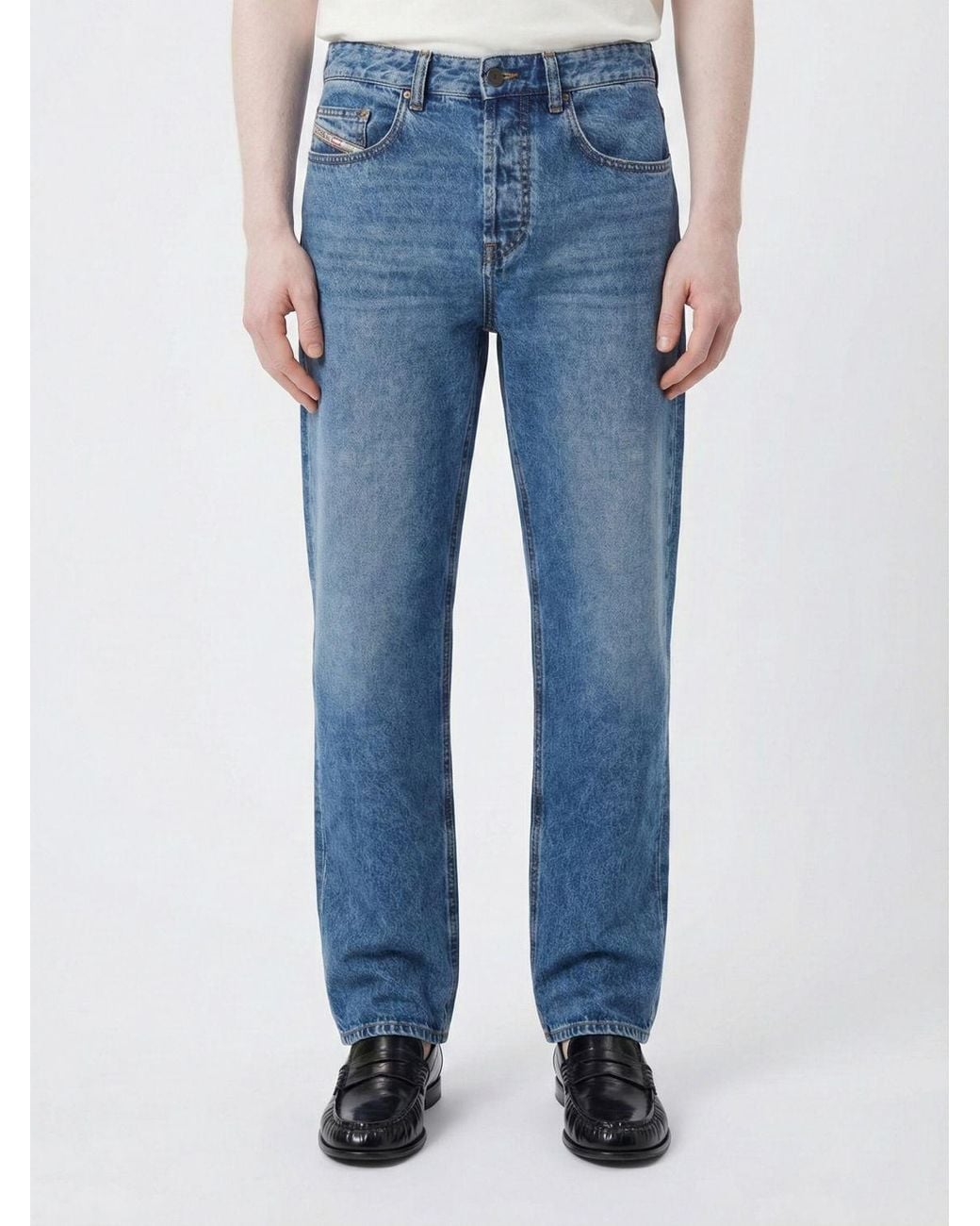 DIESEL Blue D-Macro Straight Jeans for men