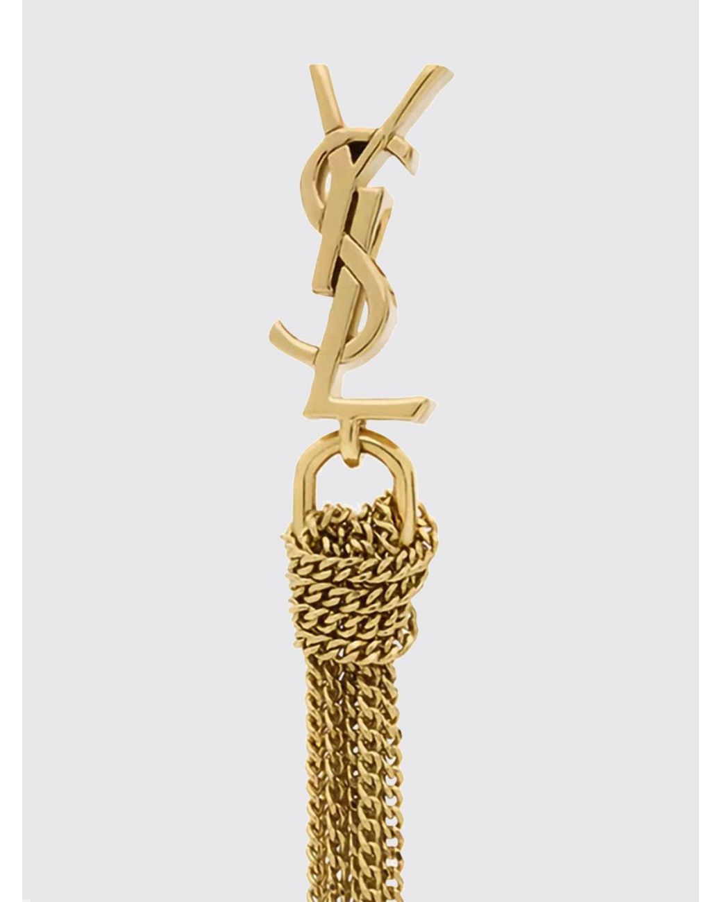 Saint Laurent White Ysl Monogram Brass Earrings