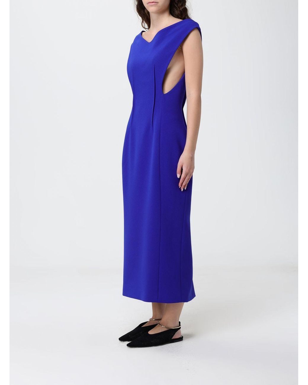 Jil Sander Blue Technical Crêpe Midi Dress