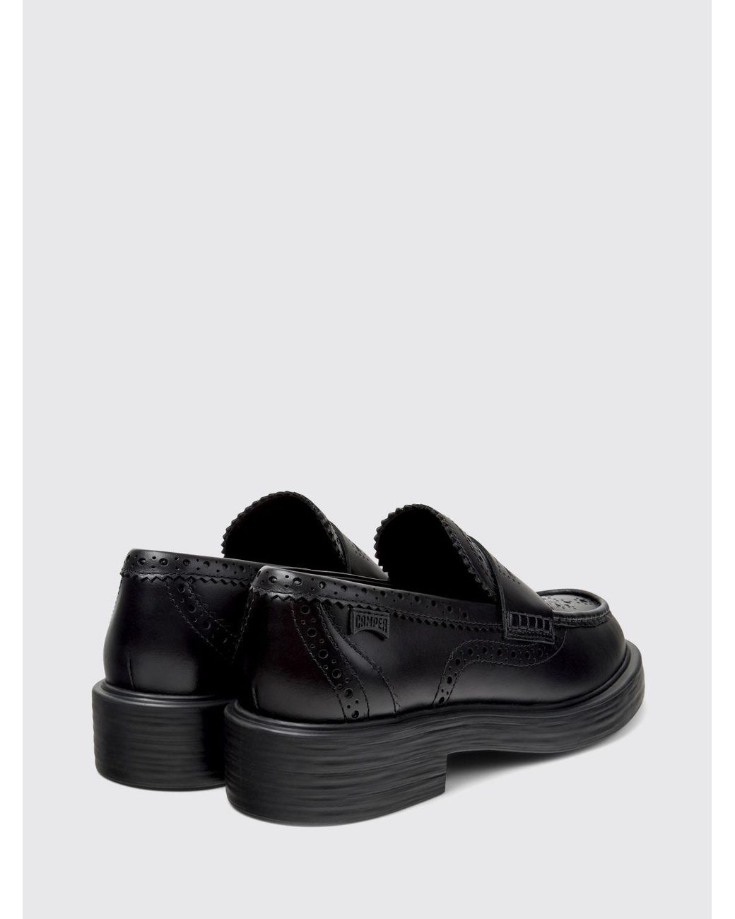 Camper White Twins Leather Loafers With Brogue Detail