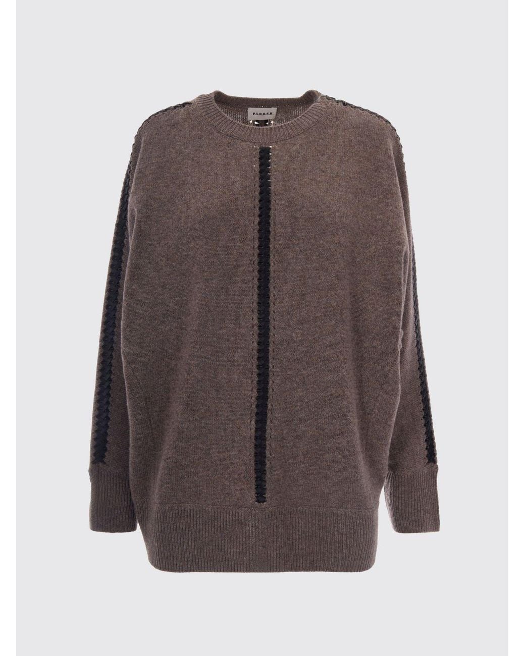 P.A.R.O.S.H. Brown P.A.R.O..H. Wool And Cashmere Crewneck Jumper With Intertwined Ribbons