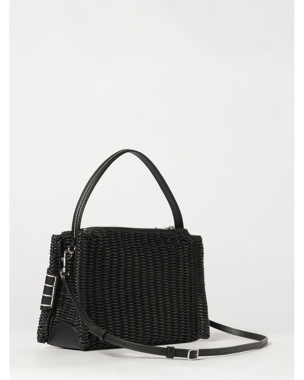 J.W. Anderson Black Medium Loafer Woven Leather Handbag With Embossed Logo