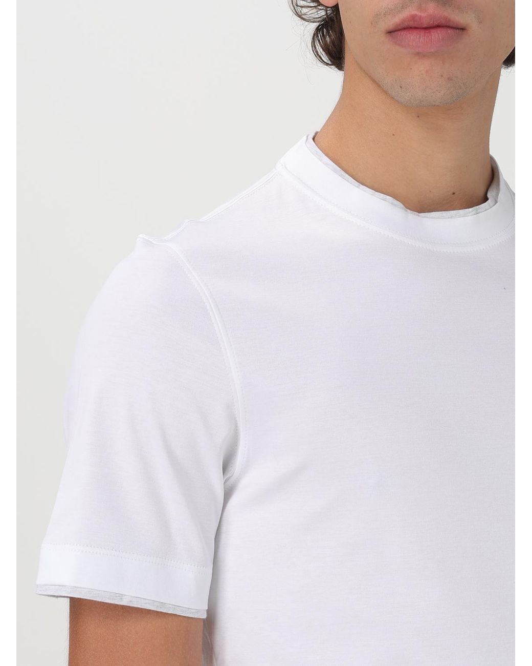 Brunello Cucinelli White Basic Cotton T-Shirt for men