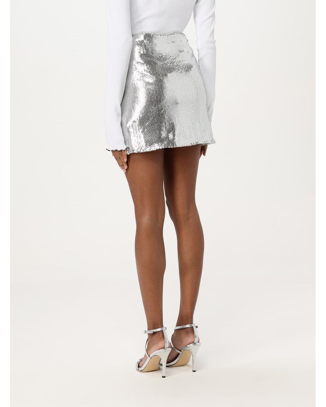 ROTATE BIRGER CHRISTENSEN White Sequin Mini Skirt Partywear
