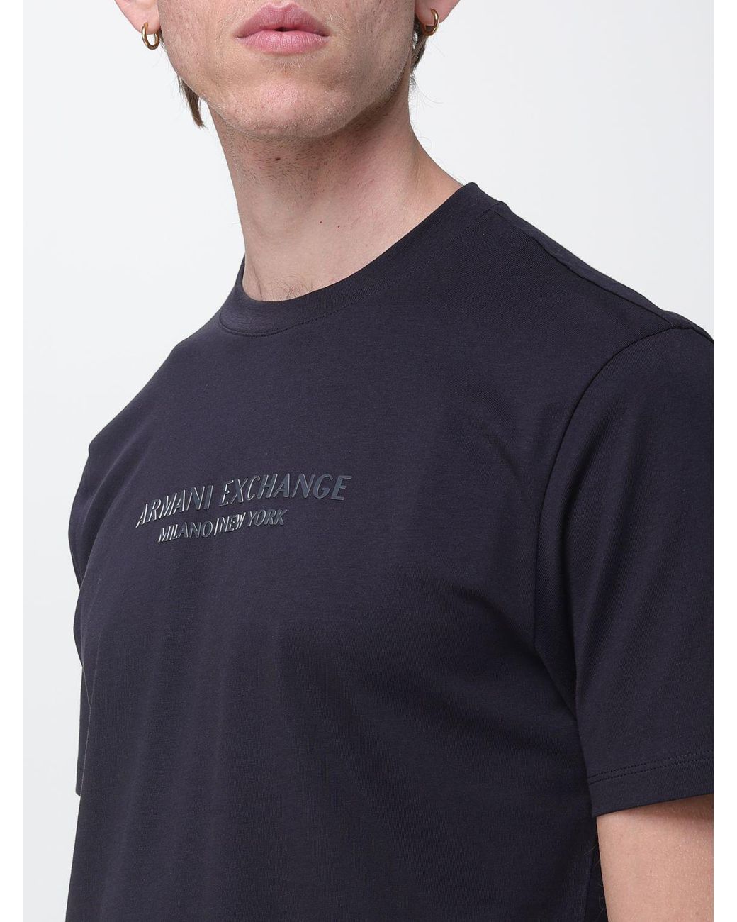ARMANI EXCHANGE Blue Crew Neck T-Shirt With Logo for men