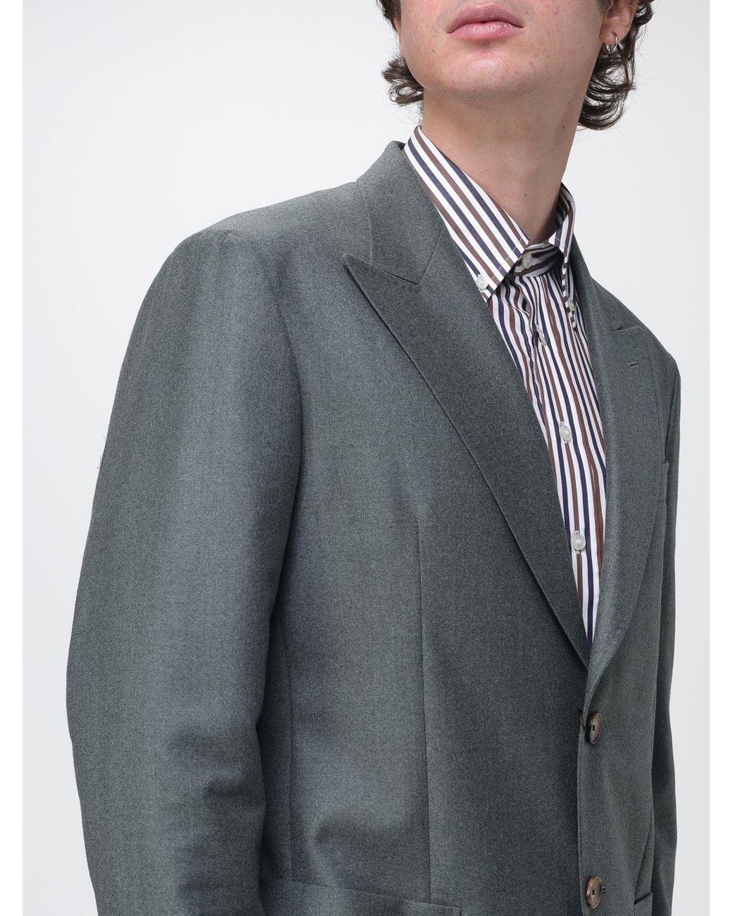 Etro Gray Single-Breasted Wool Suit With Classic Lapels And Patch Pockets for men