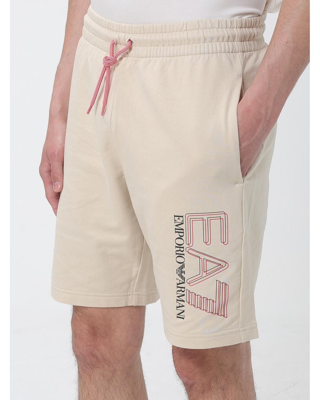 EA7 Natural Cotton Jogging Shorts With Logo for men