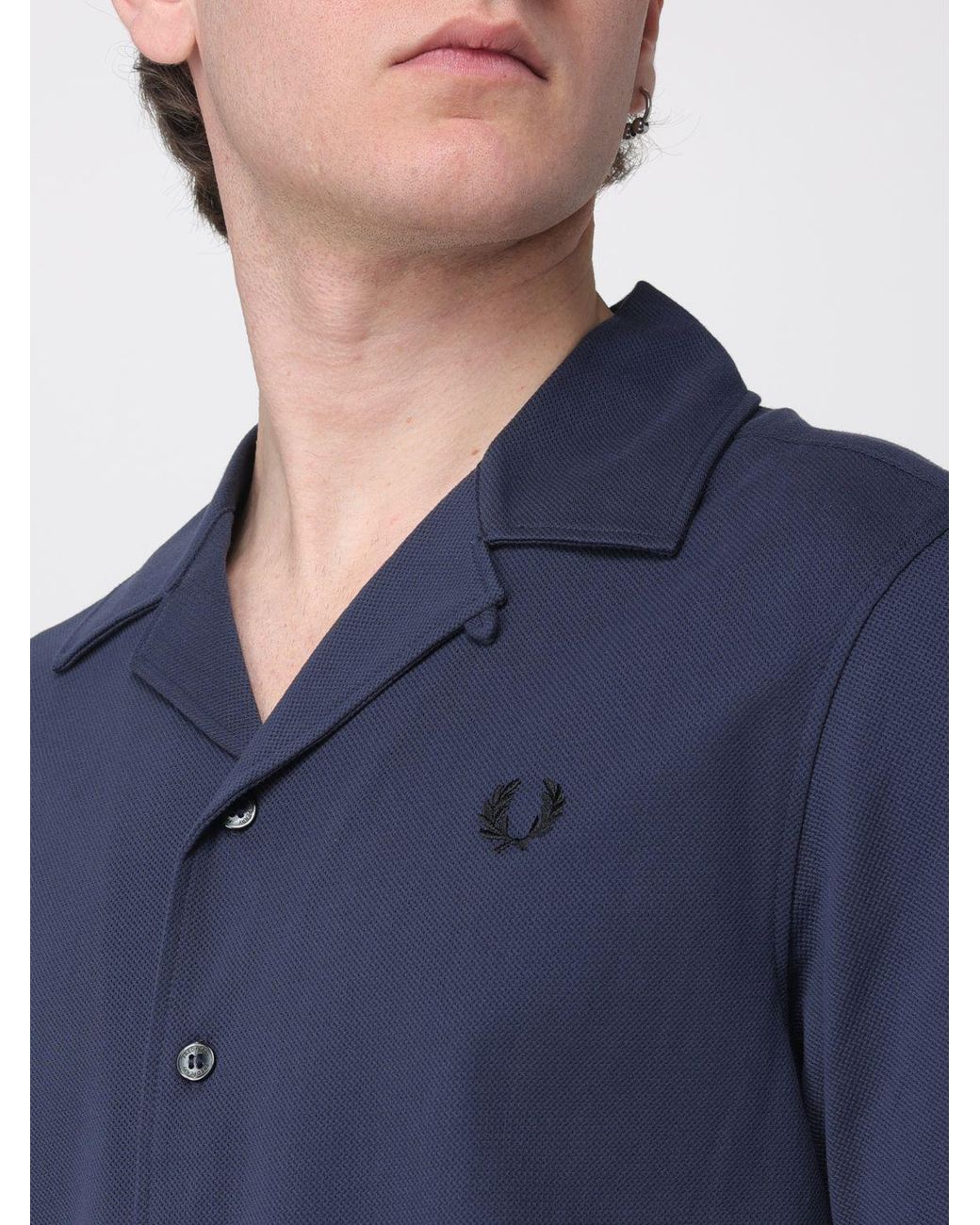 Fred Perry Blue Casual Cotton Shirt for men