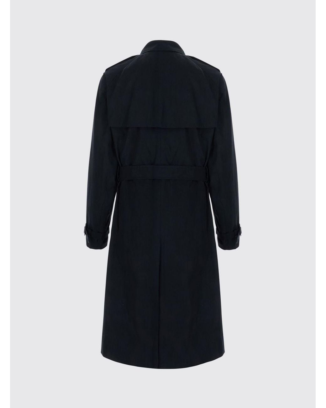 Boss Blue Double-Breasted Cotton Knee-Length Trench Coat With Belt And Epaulettes for men