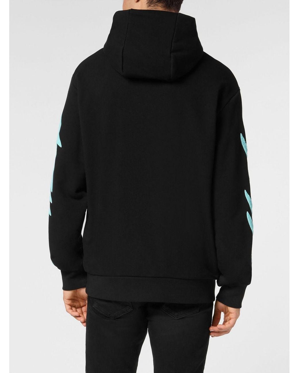 Philipp Plein Black Relaxed Fit Cotton Hoodie With Logo Print for men