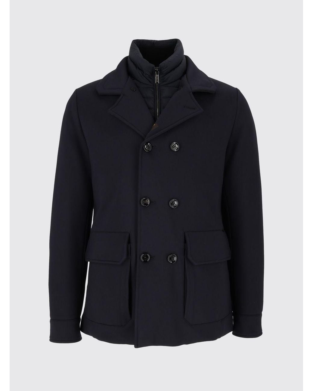 Moorer Blue Short Double-Breasted Coat for men
