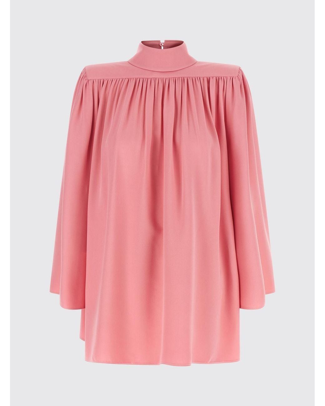 Valentino Garavani Pink Silk Turtleneck Blouse With Padded Shoulders