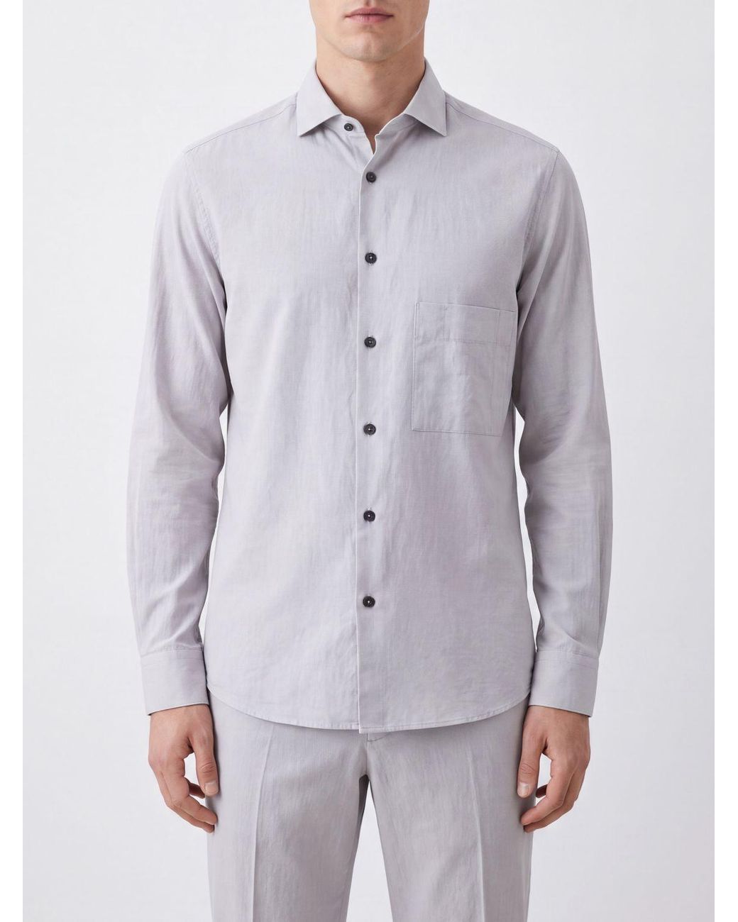 Ziggy Chen Gray Distressed Effect Slim Fit Cotton Shirt for men