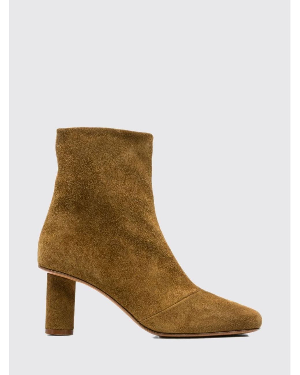 Forte_forte Brown Suede Ankle Boots With A Block Heel And Zip Closure