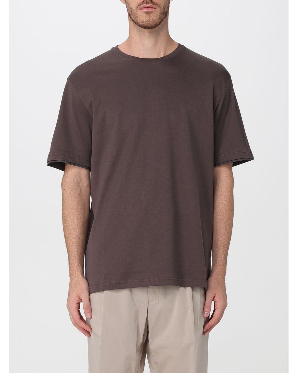 Herno Gray Minimal Design Crewneck T-Shirt for men