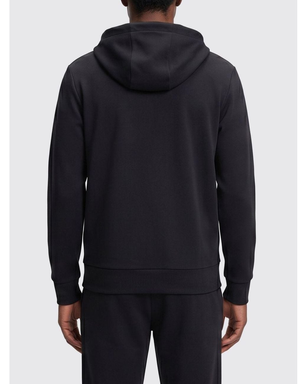 Boss Blue Saggy Cotton Hoodie With Zip And Lettering Logo for men