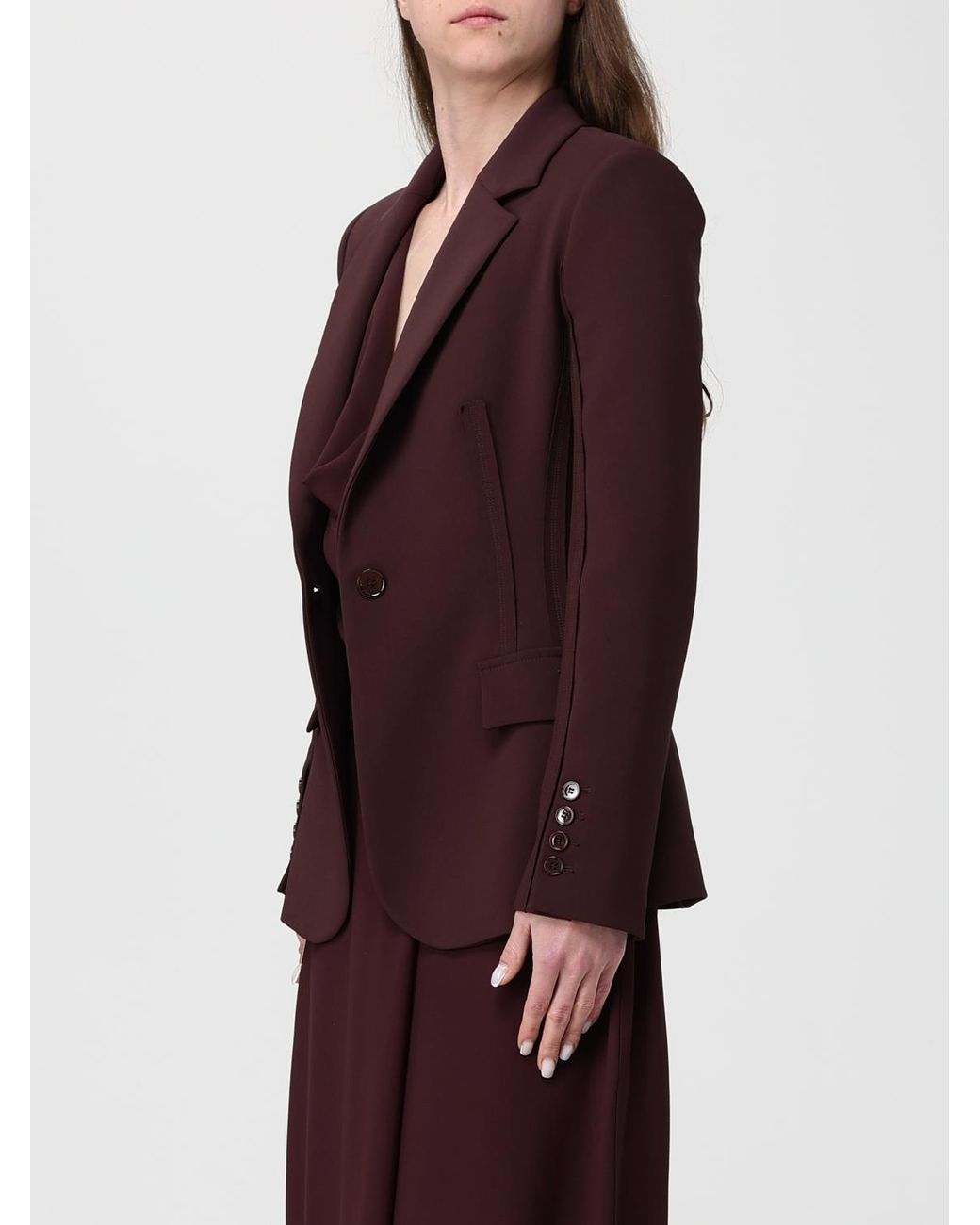 Elisabetta Franchi Red Slim Single-Breasted Blazer