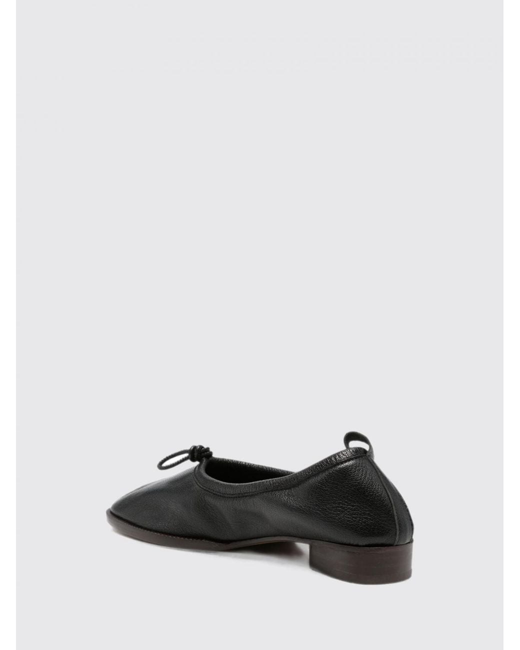 Hereu Black Puntera Ronda Smooth Lambskin Ballet Flats With Bow Detail