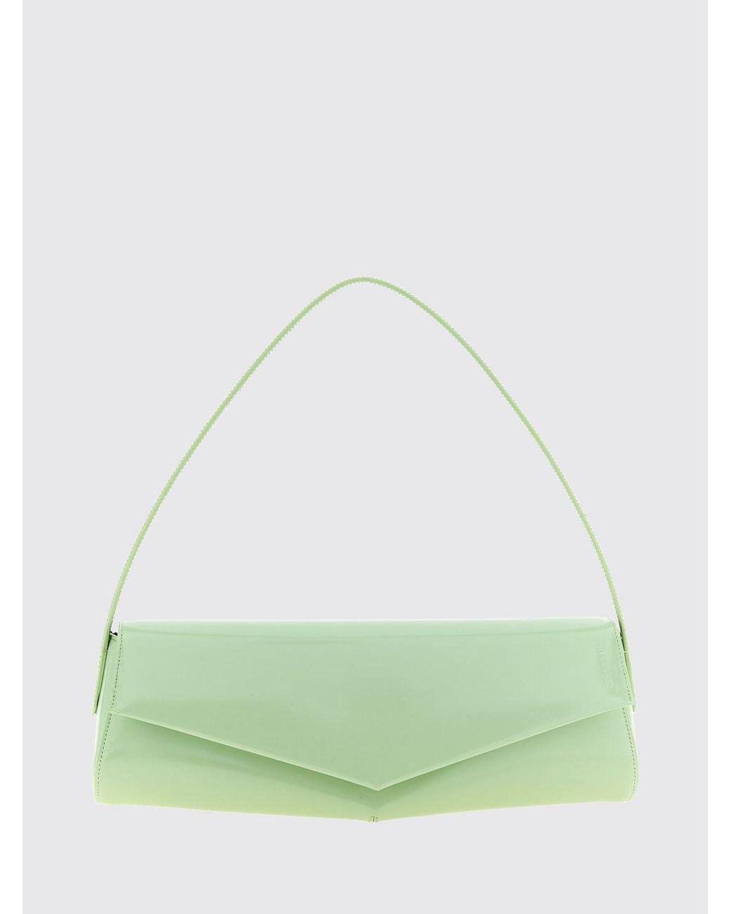 Jil Sander Green Kante Brushed Calfskin Shoulder Bag With Flat Handle