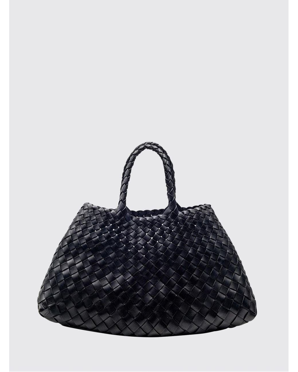 Dragon Diffusion Blue Santa Croce Flared Woven Leather Handbag With Braided Handles