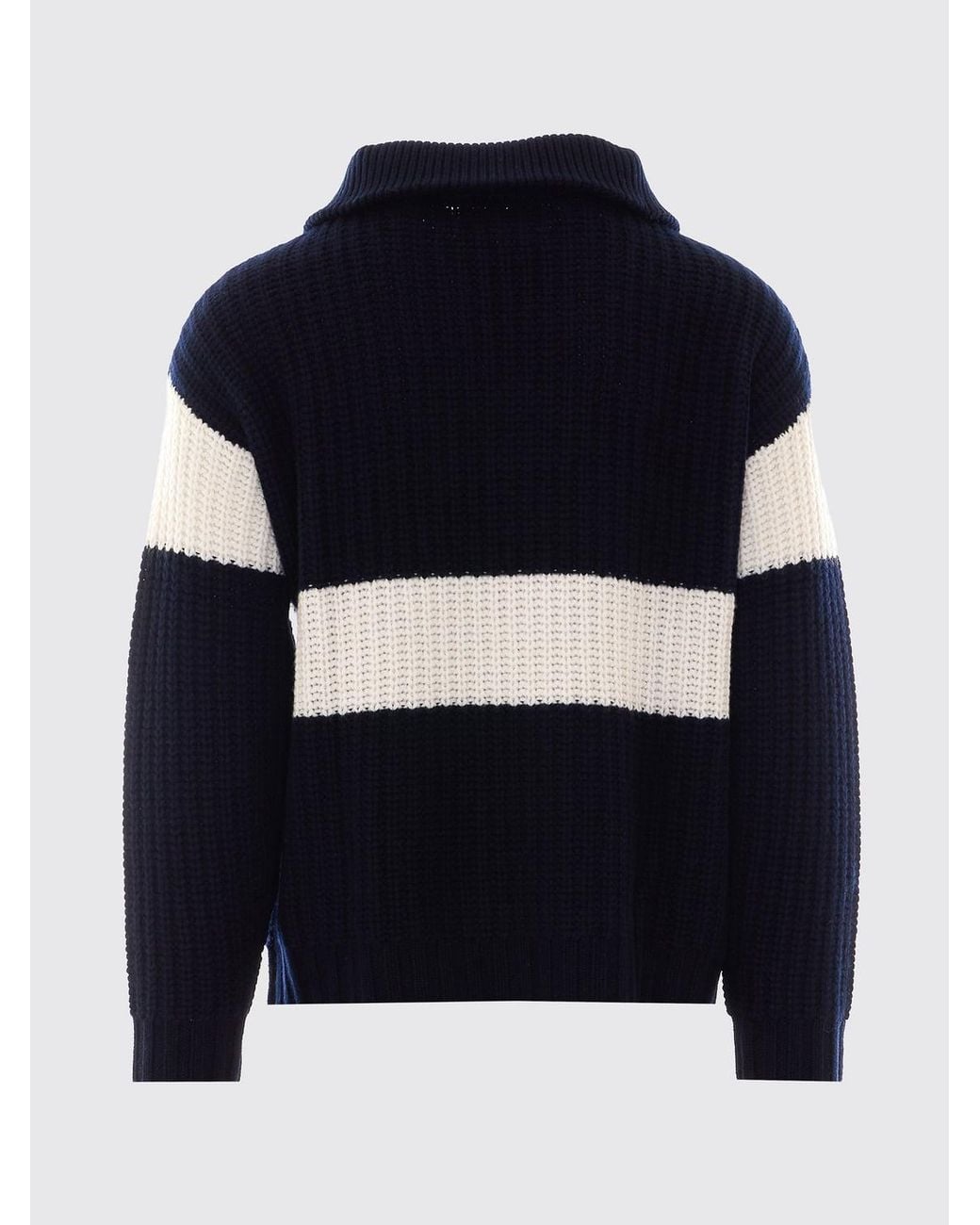 Lisa Yang Blue 100% Cashmere Half-Zip High Neck Jumper for men