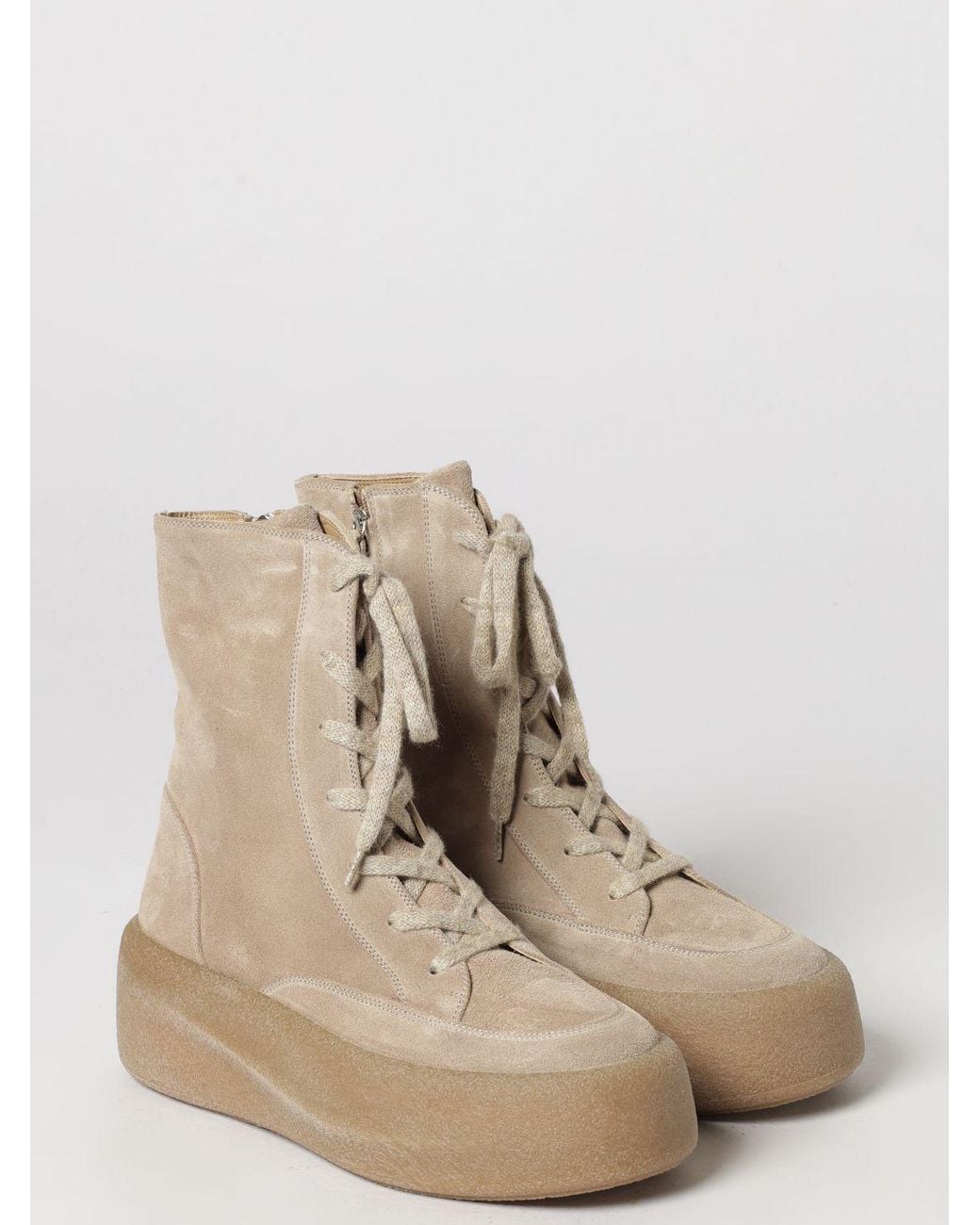 Vic Matié Natural Vic MatiÉ Suede Combat Boots With A Platform Sole And Side Zip